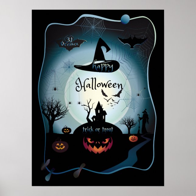 Herbstkunst "trickst oder geil" lustige Halloween- Poster (Vorne)