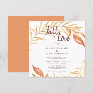 Herbstkupfer-Hochzeit in der Liebe Golden Foliage Einladung