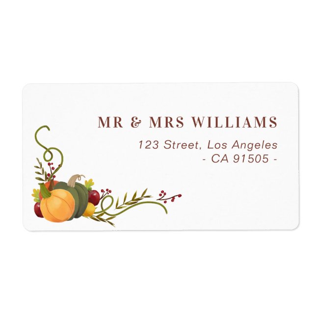 Herbstkürbis-Adressetikett (Vorne)