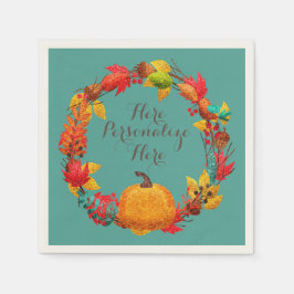 Herbstkürbis aquamarin orange serviette