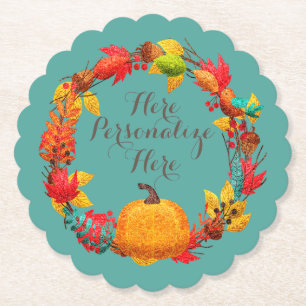 Herbstkürbis aquamarin orange untersetzer