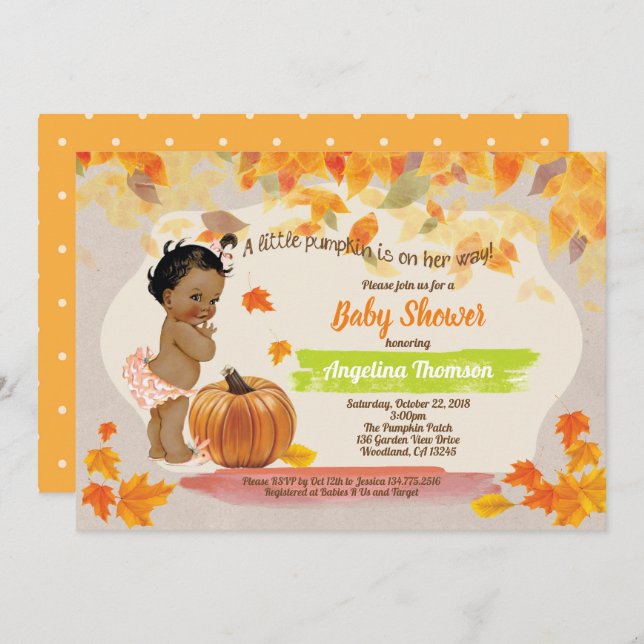 Herbstkürbis-Baby-Dusche rustikal Vintag Einladung (Vorne/Hinten)