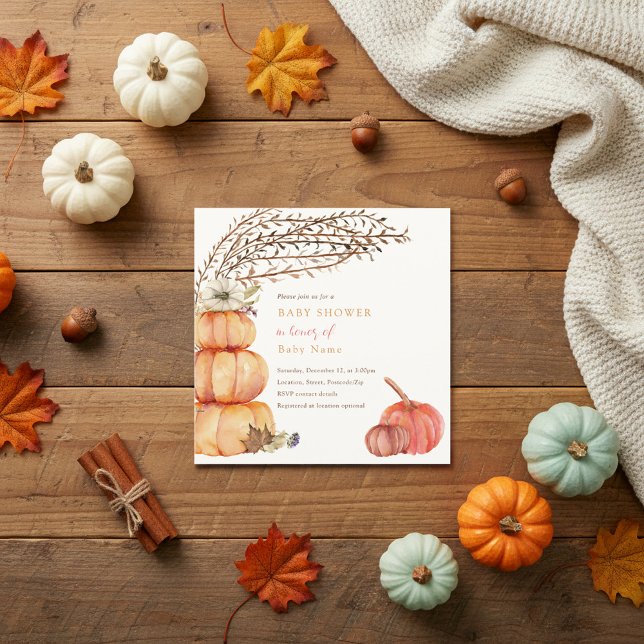 Herbstkürbis-Babydusche Einladung (Pumpkin, fall, baby shower invitation.)