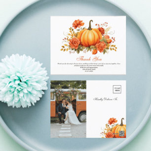 Herbstkürbis Blumenhochzeit Danke Postkarte
