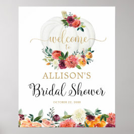 Herbstkürbis Bordeaux Brautparty Begrüßungszeichen Poster