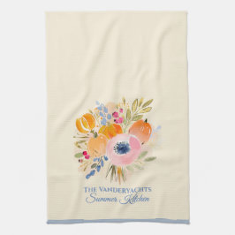 Herbstkürbis & Floral Aquarell | Herbstdekoration Geschirrtuch