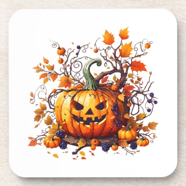 Herbstkürbis Getränkeuntersetzer (Vorderseite)