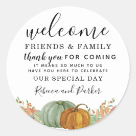 Herbstkürbis Hochzeit Willkommensgruß Danke Runder Aufkleber