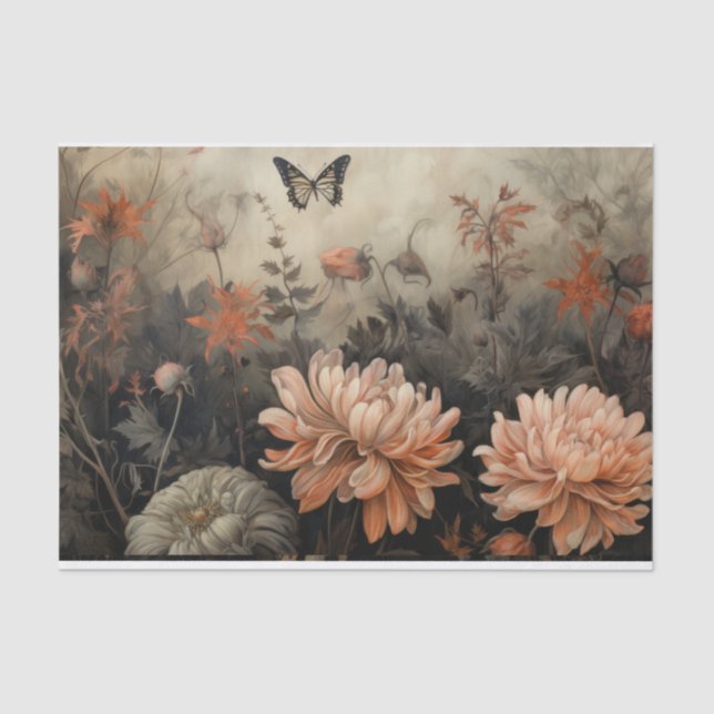 Herbstkürbis Kürbis mit Blume Decoupage Seidenpapier (Vorderseite)