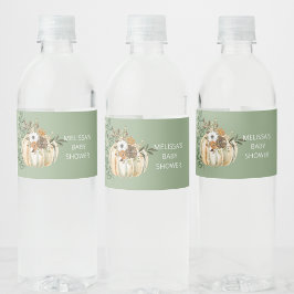 Herbstkürbis rustikale braune Blume Wasserflaschenetikett