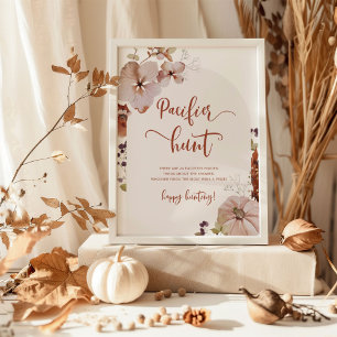 Herbstkürbis Schnuller Jagd Baby Dusche Poster