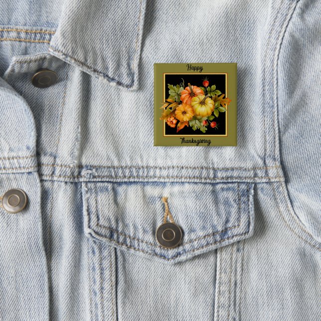 Herbstkürbis und Blätter aus Eiche Button (Beispiel)