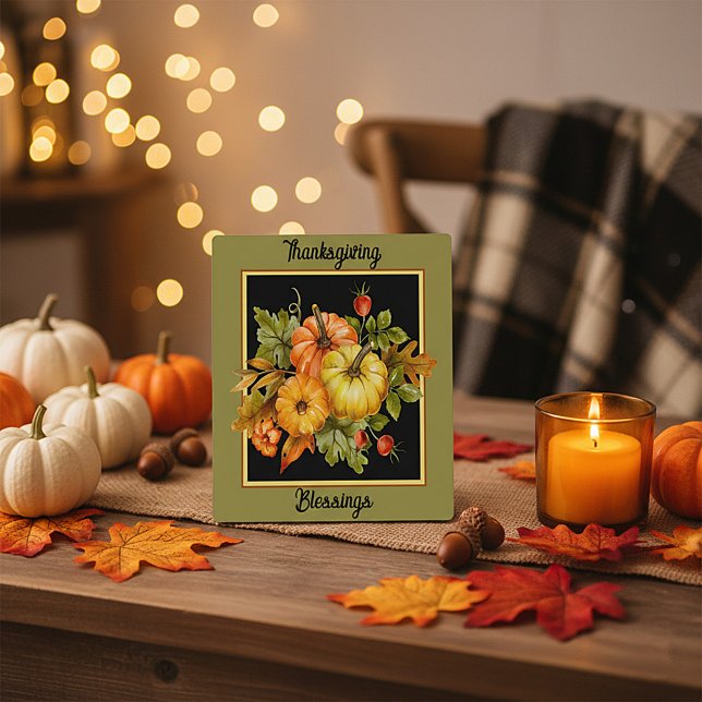 Herbstkürbis und Blätter aus Eiche Fotoplatte (Von Creator hochgeladen)