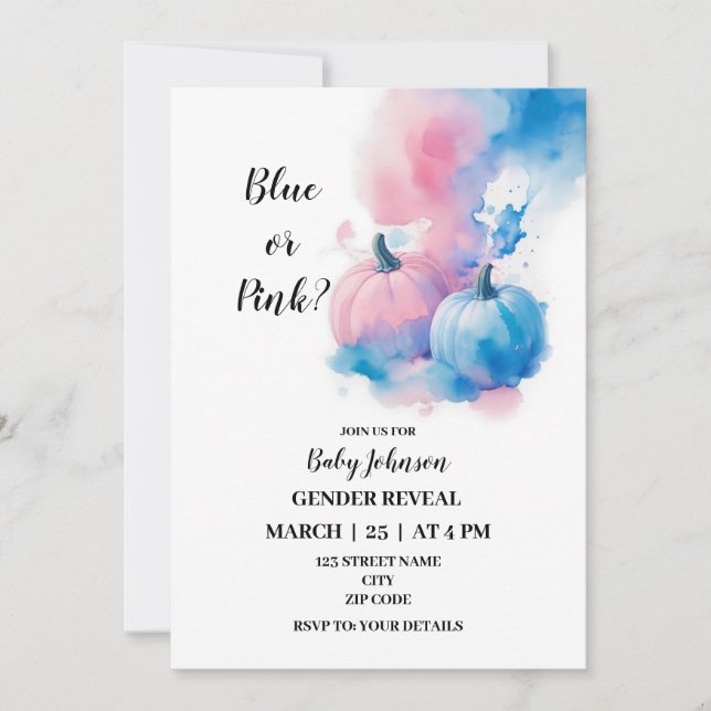 Herbstkürbis zum Thema Geschlecht: Einladung (Vorderseite)