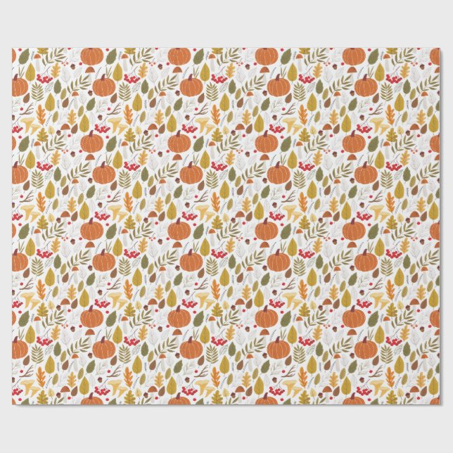 Herbstkürbismuster Geschenkpapier (Flach)
