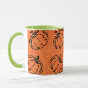 Herbstkürbisse auf Orange-Denim-Design Tasse