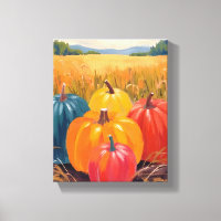 Herbstkürbisse | Herbstlandschaft Wasserfarben Kun