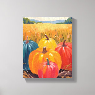 Herbstkürbisse   Herbstlandschaft Wasserfarben Kun Leinwanddruck
