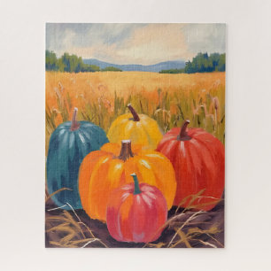 Herbstkürbisse Herbstlandschaft Wasserfarben Kun Puzzle
