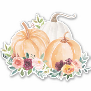 Herbstkürbisse und Boho-Blumen Aufkleber