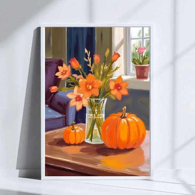 Herbstkürbisstrauß | Orange Blumen Herbst Poster (Von Creator hochgeladen)