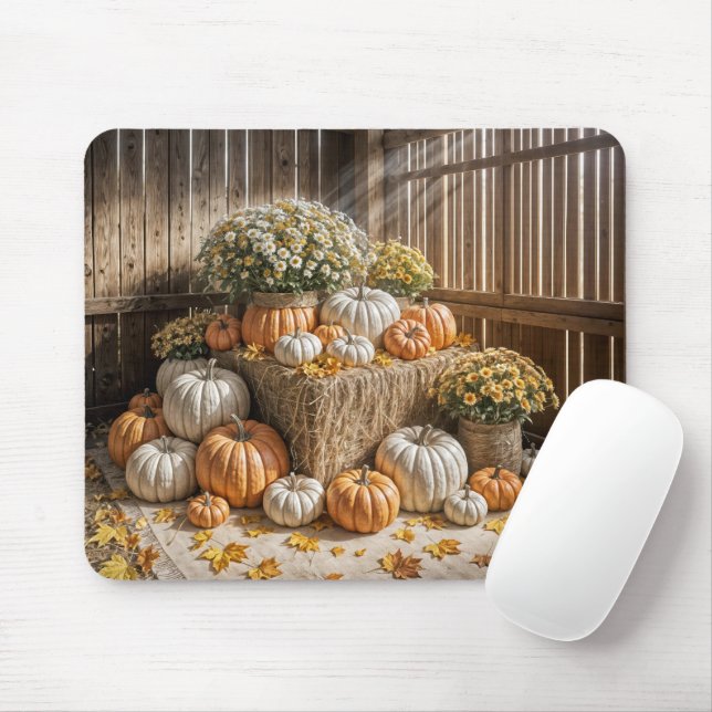 Herbstkürme auf einem Heuballen Mousepad (Mit Mouse)