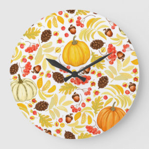Herbstkürme, Eichhörnchen, Vintager Hintergrund. Große Wanduhr