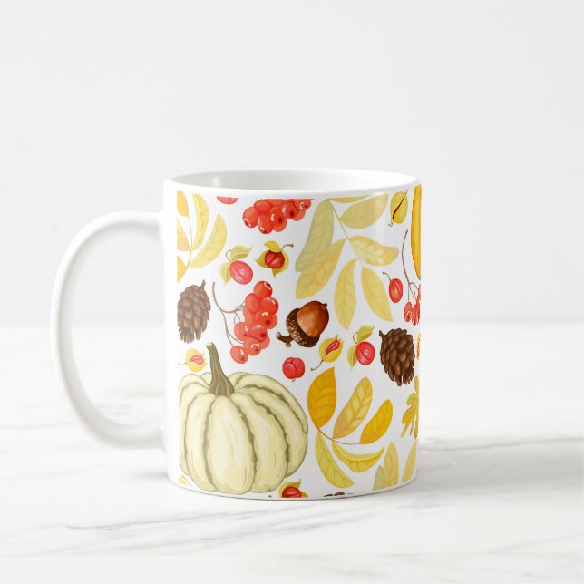 Herbstkürme, Eichhörnchen, Vintager Hintergrund. Kaffeetasse (Links)