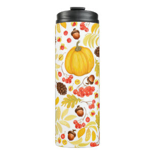Herbstkürme, Eichhörnchen, Vintager Hintergrund. Thermosbecher