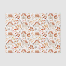 Herbstkürme, Häuser, Blätter Muster-Dekoupage