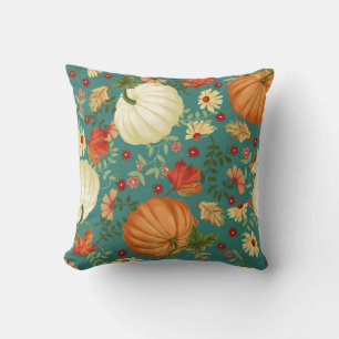 Herbstkürme mit aquamarinem Hintergrund. Mapl Kissen