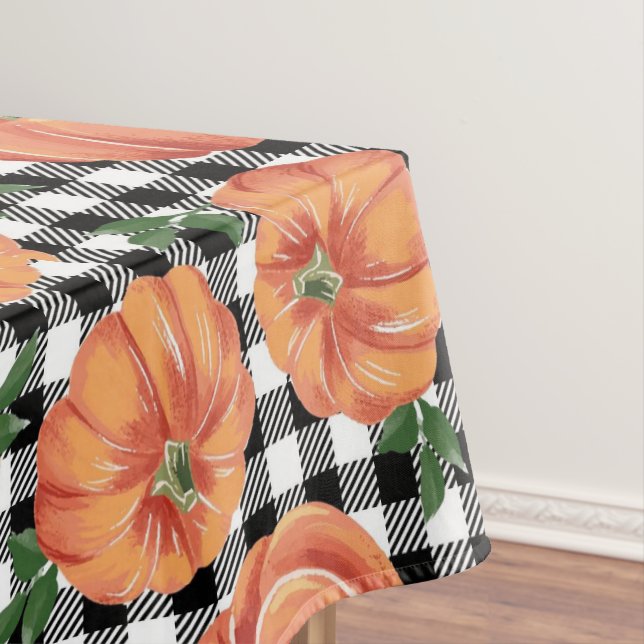 Herbstkürme mit schwarzem und weißem Gingham Fall Tischdecke (Beispiel)