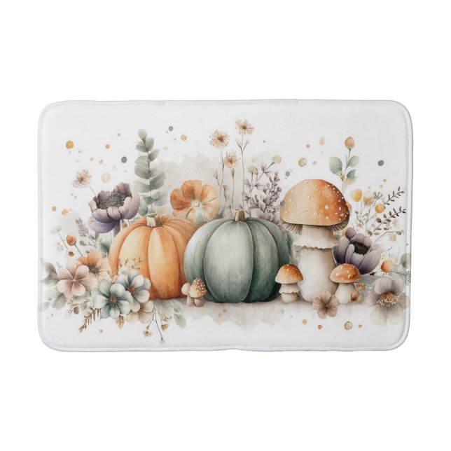 Herbstkürme, Pilze und Blume Badematte (Vorderseite)