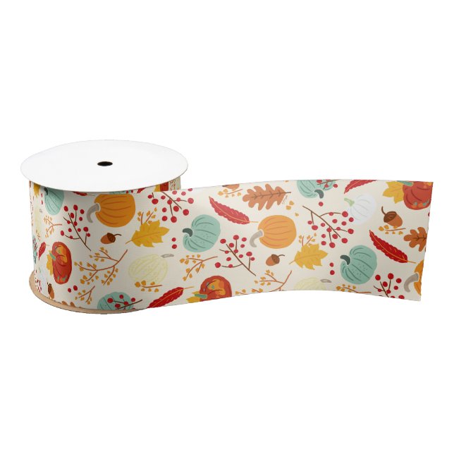 Herbstkürme und Blätter Pattern Satin Ribbon Satinband (Spule)