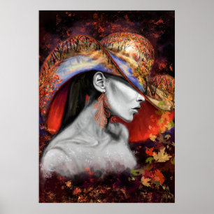 Herbstlady Poster Print - Malerei Art