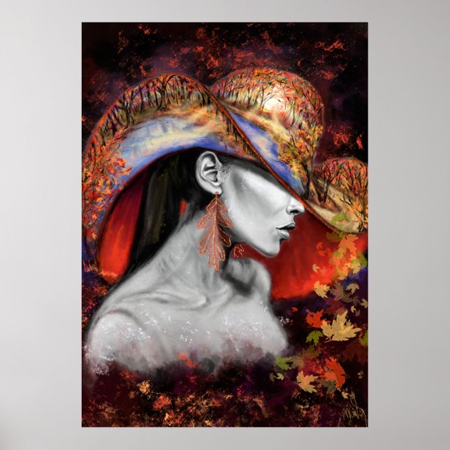 Herbstlady Poster Print - Malerei Art (Vorne)