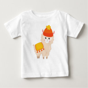 Herbstlama, Niedlich Llama, Alpaca, Llama mit Hut Baby T-shirt