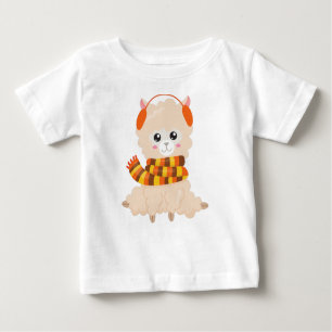 Herbstlama, Niedlicher Llama, Llama mit Scarf, Alp Baby T-shirt
