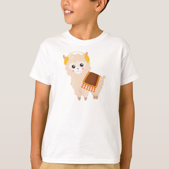Herbstlama, Niedlicher Llama, Niedlicher Alpaca, O T-Shirt (Vorderseite)
