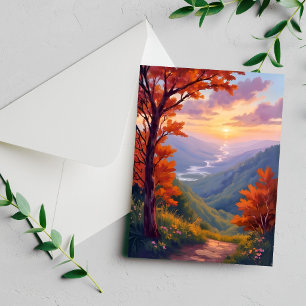 Herbstlandschaft Aquarell Herbstlaub Karte