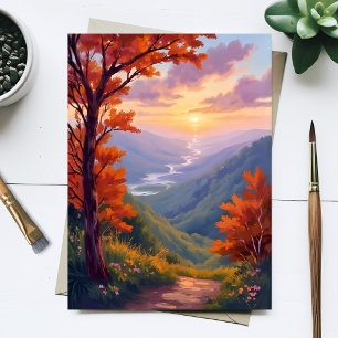 Herbstlandschaft Aquarell Herbstlaubmalerei Postkarte