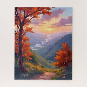 Herbstlandschaft Aquarell Herbstlaubmalerei Puzzle