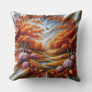 Herbstlandschaft dekoriert mit Hortensien Kissen