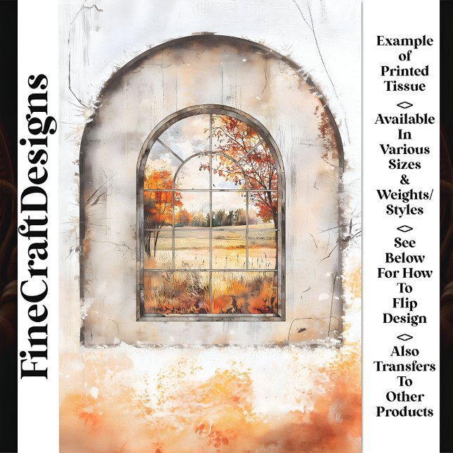 Herbstlandschaft durch Arch-Fenster AM9 Decoupage Seidenpapier (Von Creator hochgeladen)