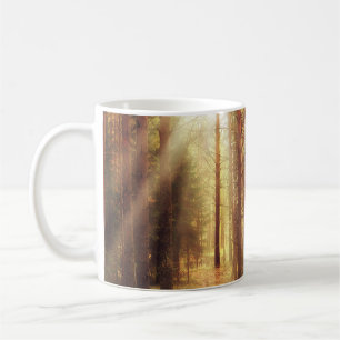 Herbstlandschaft Hintergrund, Sonnenstrahlen im Wa Kaffeetasse