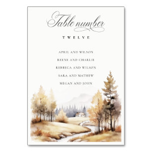 Herbstlandschaft Hochzeitsskalender Tischnummer