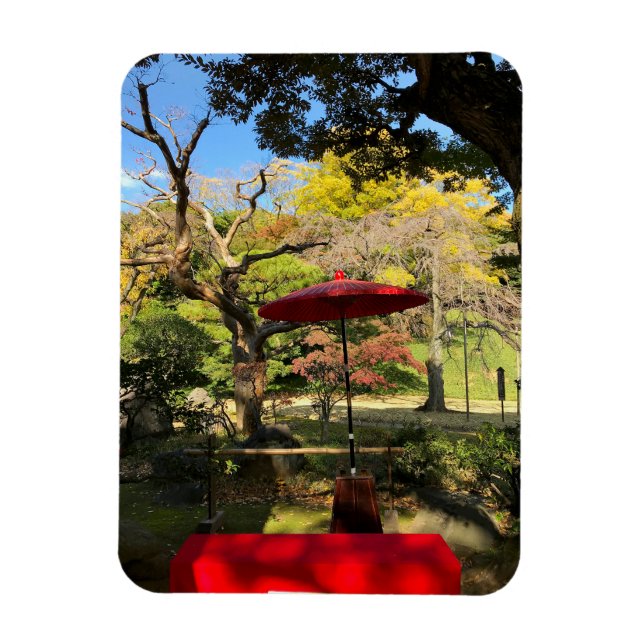 Herbstlandschaft im japanischen Garten Magnet (Vertikal)