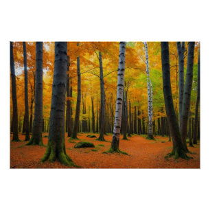 Herbstlandschaft im Wald Poster