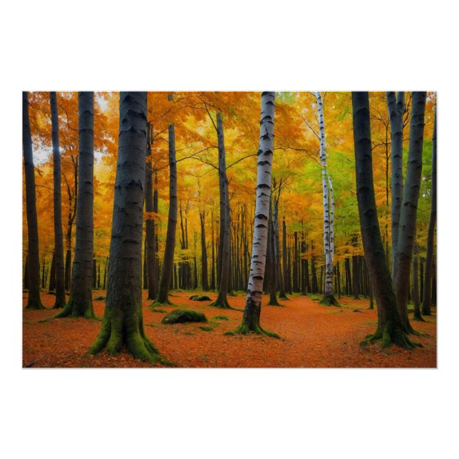 Herbstlandschaft im Wald Poster (Vorderseite)