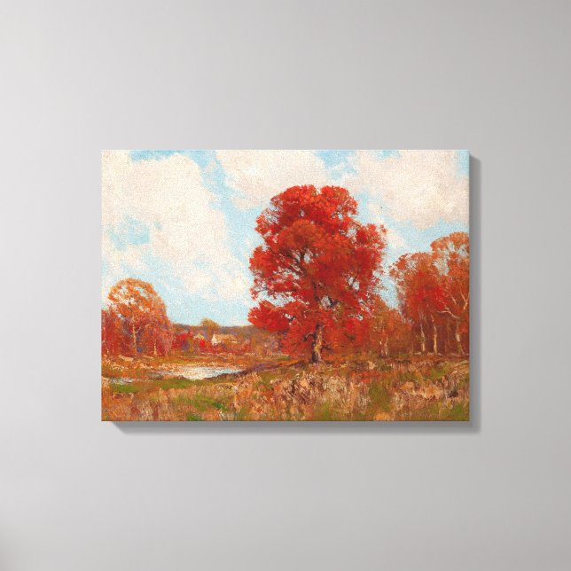 Herbstlandschaft (Landschaft im Herbst) (Rote Bäum Leinwanddruck (Vorderseite)